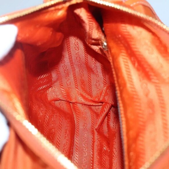 PRADA Shoulder Bag Nylon Orange Gold Auth 123505 - Picture 12 of 16